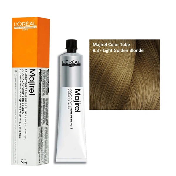 Loreal Professionnel Majirel Hair Color 8.3 Light Golden Blonde 60ml | Golden Shine Finish | Smooth Colour