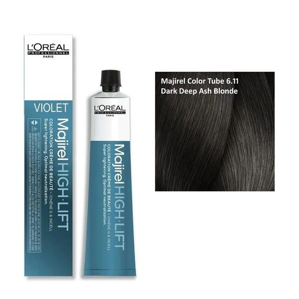 Loreal Professionnel Majirel Hair Color Cream Cool Tone Grey Coverage 6.11 Deep Ash Dark Blonde 49.5g