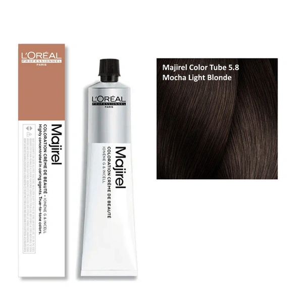 Loreal Professionnel Majirel Hair Color Cream Natural Shine Finish 5.8 Mocha Light Blonde 49.5g