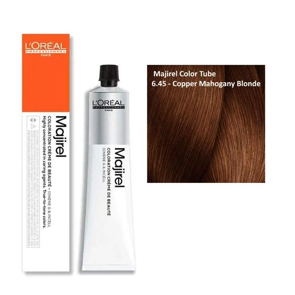Loreal Professionnel Majirel Hair Colour Cream Rich Copper Mahogany Tone 6.45 Mahogany Copper Dark Blonde 49.5g