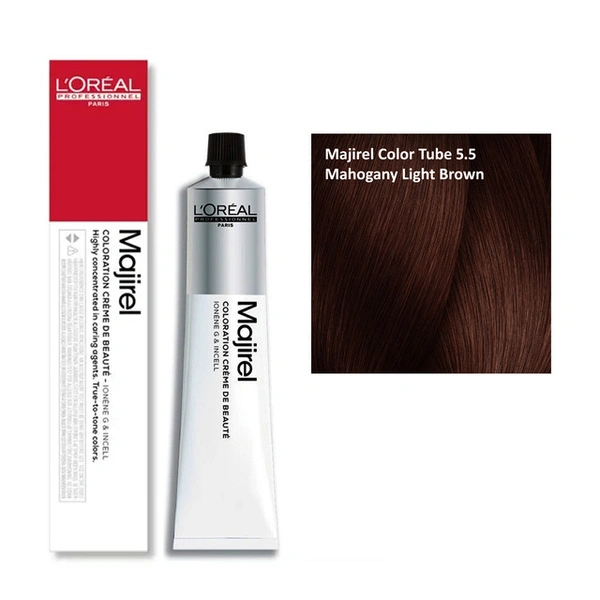 Loreal Professionnel Majirel Permanent Hair Color Cream Natural Shine 5.5 Mahogany Light Brown 49.5g