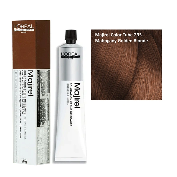 Loreal Professionnel Majirel Permanent Hair Color Cream Rich Mahogany Tone 7.35 Mahogany Golden Blonde 49.5g