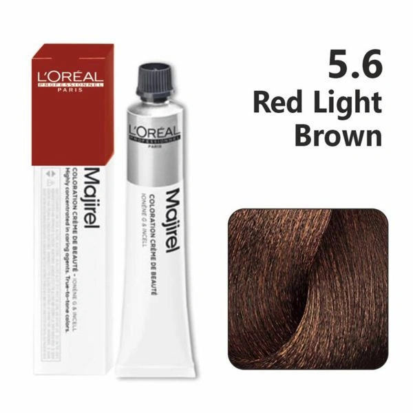 Loreal Professionnel Majirel Permanent Hair Color 5.6 Red Light Brown for Vibrant Red-Toned Light Brown Shade | Long-Lasting Grey Coverage | Vibrant Shine & Conditioning Formula | Salon-Quality Results