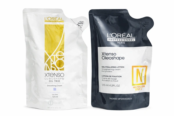 Loreal Professionnel Xtenso Oleoshape Straight Cream 125ml+125ml  with Neutralizing Lotion | Hot Process Straightening System for Resistant & Unruly Hair