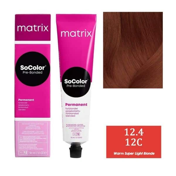 Matrix SoColor Hair Color 12C Warm Super Light Blonde 90ML |Permanent Blended Hair Color | Bright, Warm Blonde | Full Gray Coverage | Pre-Bonded Technology & Long-Lasting Results