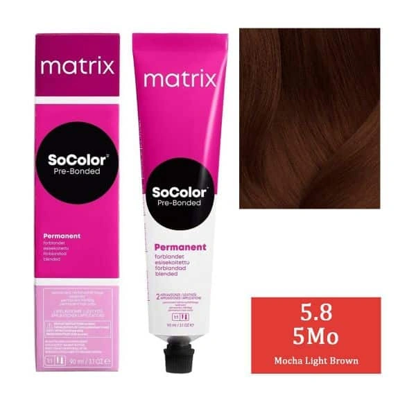 Matrix SoColor Hair Color 5Mo Mocha Light Brown  90ML | Permanent Blended Hair Color | Pre-Bonded Formula | Long-Lasting, Natural Color | Gray Coverage & Hair Protection