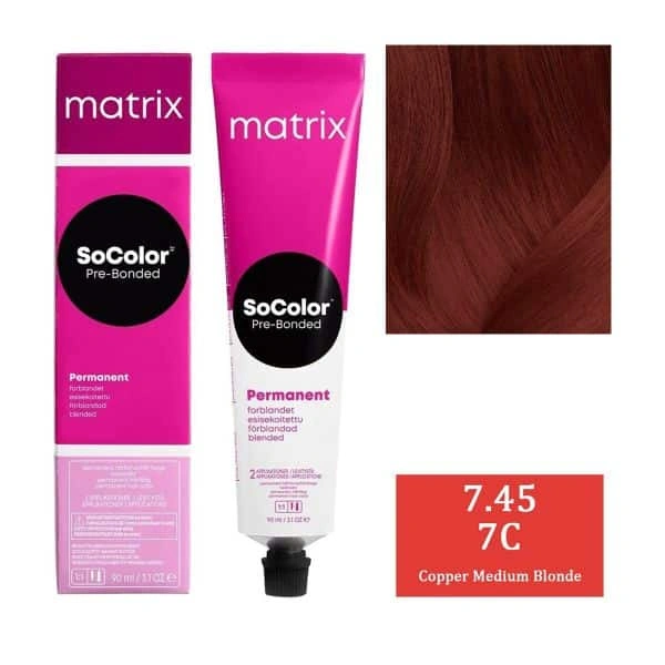 Matrix SoColor Hair Color 7C Copper Medium Blonde - 90ML |Permanent Blended Hair Color | Delivers vibrant copper blonde|full gray coverage | pre-bonded technology & long-lasting, radiant results.