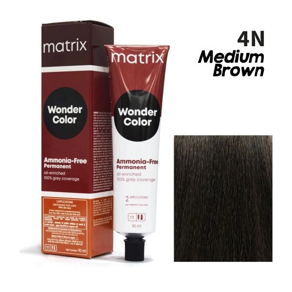 Matrix Wonder Ammonia Free Hair Color (Medium Brown 4N) 90 ML | Gentle Hair Dye for Natural, Long-Lasting  & Gray Coverage |  Nourishing Formula for Healthy Hair