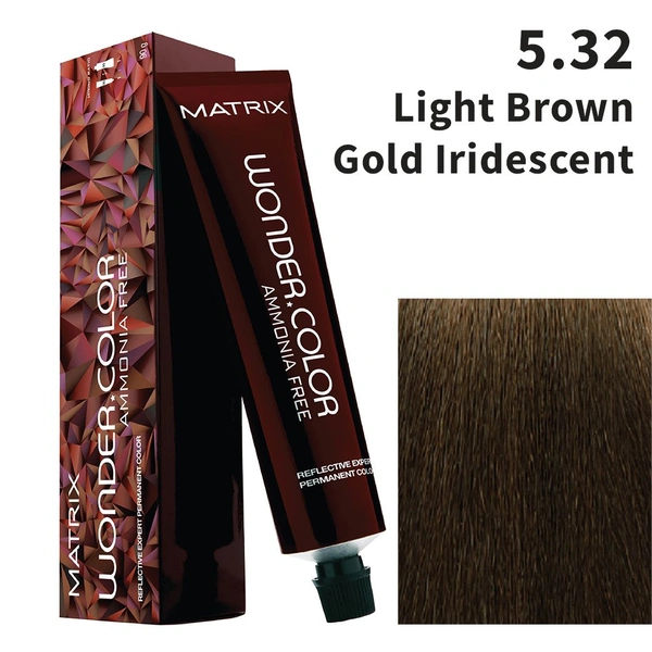 Matrix Wonder Ammonia-Free Hair Colour 5WV (5.32) - Light Brown with Gold Violet | Long-Lasting Shine | Gentle Nourishing Formula | Vibrant Multi-Tone Salon Colour for Healthy Hair