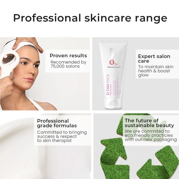 O3+ Professional D-Tan Pack 180g | Professional Tan Removal Face Pack for Bright & Clear Skin