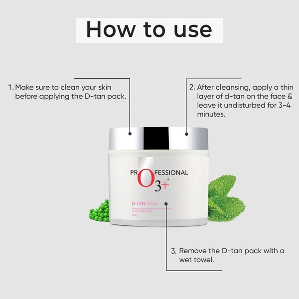 O3+ Professional D-Tan Pack 300g | Tan Removal Face Pack with Mint & Eucalyptus | Deep Nourishment