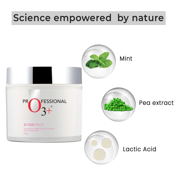 O3+ Professional D-Tan Pack 300g | Tan Removal Face Pack with Mint & Eucalyptus | Deep Nourishment