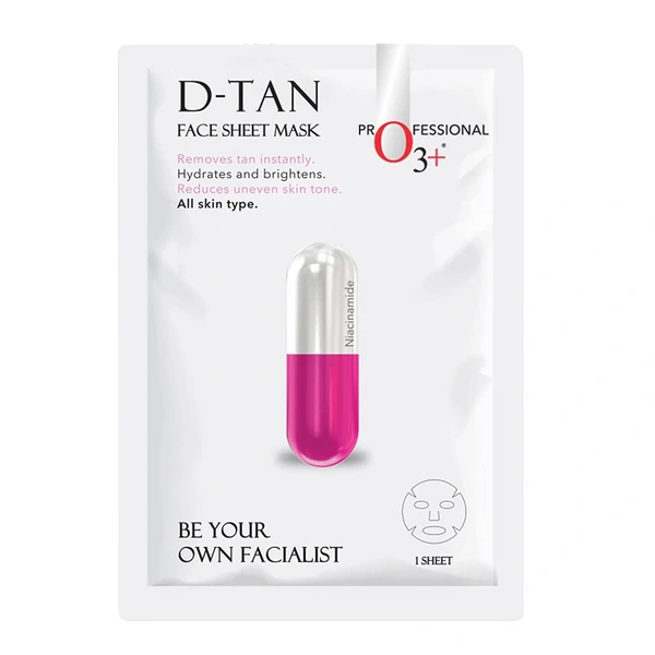 O3+ Professional Facial D-Tan Sheet Mask 30g | Instant Tan Removal & Glow