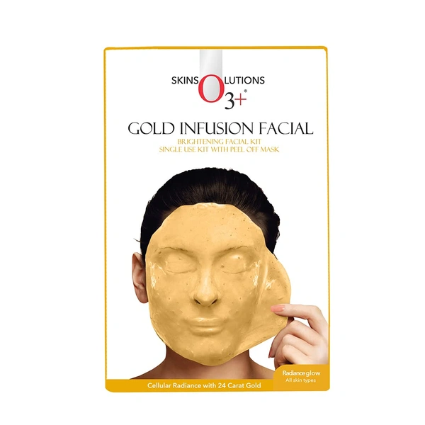 O3+ Professional Gold Infusion Facial Kit 45g | 24K Gold Radiance | Single Use Brightening Facial Kit