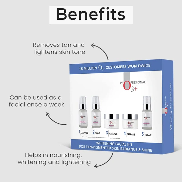 O3+ Professional Whitening Facial Kit 100g + 150ml | Tan Removal Facial for Pigmentation & Instant Glow