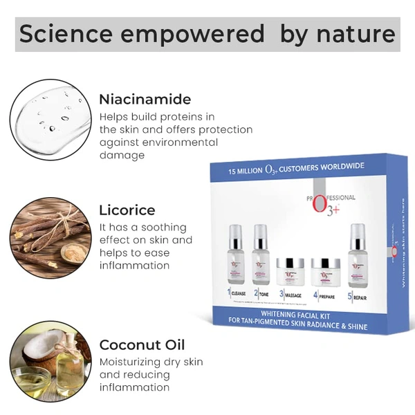 O3+ Professional Whitening Facial Kit 100g + 150ml | Tan Removal Facial for Pigmentation & Instant Glow
