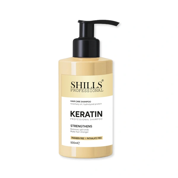 Shills Kerat Professional Shampoo 500ml for Smooth, Frizz-Free Hair | Keratin Infused Formula for Damage Repair, Shine & Strength | Suitable for Dry & Chemically Treated Hair