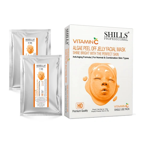 SHILLS Professional Algae Peel Off Jelly Facial Mask 100g 6 Variants Vitamin C | Deep Cleansing, Hydration & Skin Brightening | Spa Treatment for All Skin Types