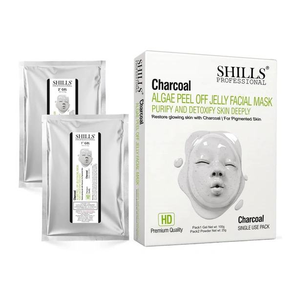 SHILLS Professional Algae Peel Off Jelly Facial Mask 100g 6 Variants Charcoal | Deep Cleansing, Hydration & Skin Brightening | Spa Treatment for All Skin Types