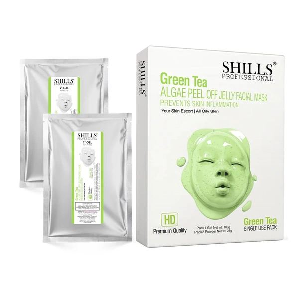 SHILLS Professional Algae Peel Off Jelly Facial Mask 100g Green Tea in 6 Variants| Deep Cleansing, Hydration & Skin Brightening | Spa Treatment for All Skin Types