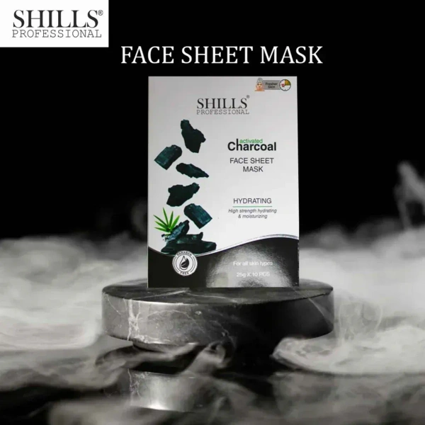 Shills Professional Face Sheet Mask Set with Charcoal | Deep Cleansing & Detox | Removes Impurities & Excess Oil | Refreshing Skincare for All Skin Types
