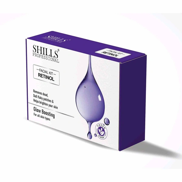 SHILLS PROFESSIONAL Retinol Facial Kit | Glow Boosting Facial for Brightening, Hydration, Anti-Aging & Skin Rejuvenation | 17 Variants | Salon-Style Glow at Home for All Skin Types