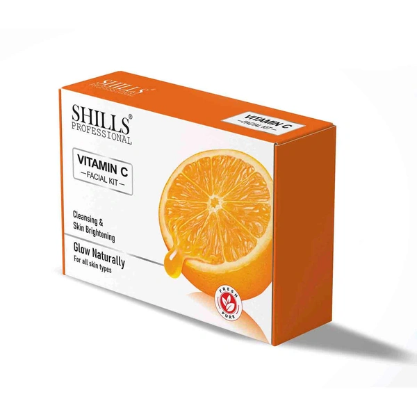 SHILLS PROFESSIONAL Vitamin C Facial Kit | Complete Facial Care for Cleansing & Skin Brightening | Vitamin C Glow Facial for All Skin Types | Instant Radiance & Hydration at Home