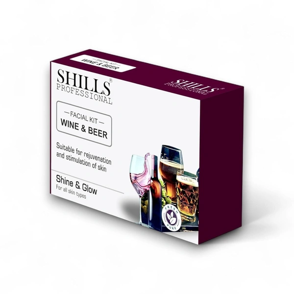 SHILLS Professional Wine Beer Facial Kit 800gm | Salon-Style Glow at Home | Brightening, Hydration, Anti-Aging & Skin Rejuvenation | For All Skin Types | 17 Variants