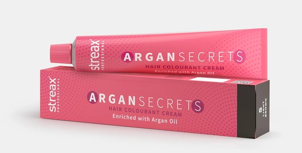 Streax Argan Secrets 5 Light Brown Hair Color 60g | Professional Ammonia-Free Hair Color | Long-Lasting Color, Soft Hair & Full Grey Coverage