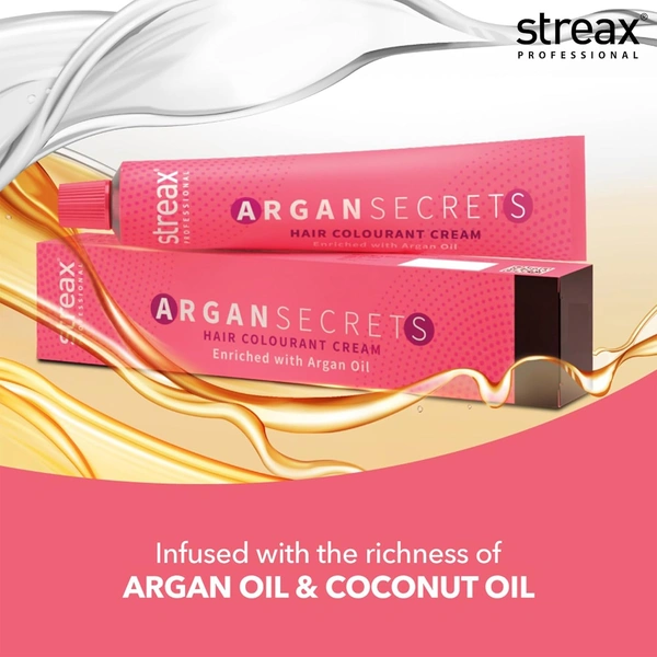 Streax Argan Secrets 5.35 Light Golden Mahogany Brown Hair Color 60g | Ammonia-Free Hair Color | Vibrant Shine & Complete Grey Coverage