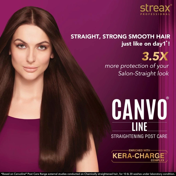 Streax Professional Canvoline Post Care Shampoo 300ml | Gentle Cleanse Shampoo for Chemically Treated Hair | Anti-Frizz, Smooth & Tangle-Free Hair