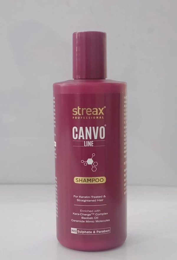 Streax Professional Canvoline Post Care Shampoo 300ml | Gentle Cleanse Shampoo for Chemically Treated Hair | Anti-Frizz, Smooth & Tangle-Free Hair
