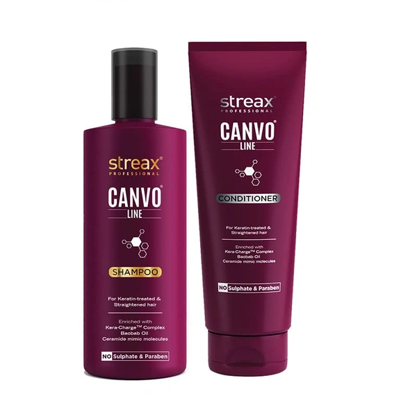 Streax Professional Canvoline Post Care Shampoo 300ml | Gentle Cleanse Shampoo for Chemically Treated Hair | Anti-Frizz, Smooth & Tangle-Free Hair