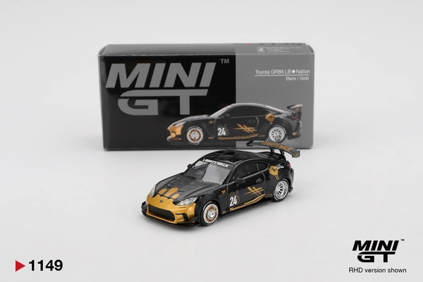 Toyota GR86 LB★Nation Black / Gold - Scale 1/64 MGT01149