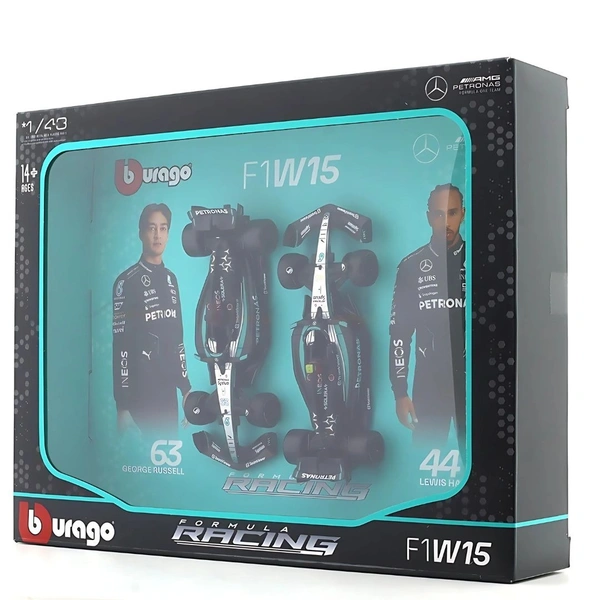 Burago 2024 Mercedes-AMG W15 set of 2 cars Burago Formula 1 Licensed Diecast Car | 1:43 Scale Model