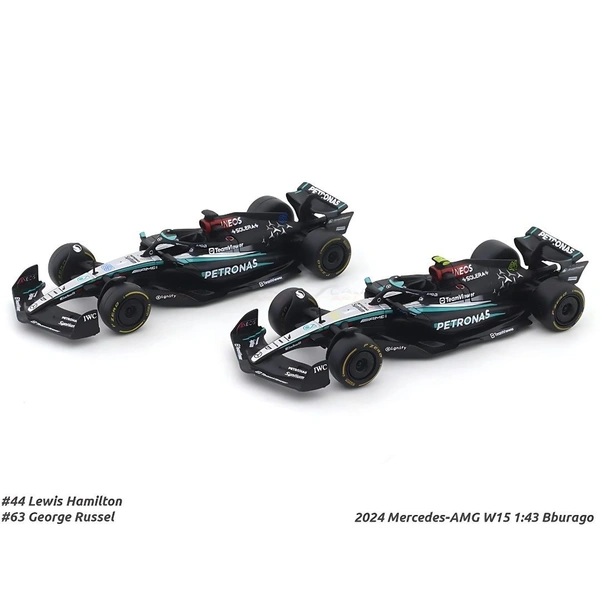 Burago 2024 Mercedes-AMG W15 set of 2 cars Burago Formula 1 Licensed Diecast Car | 1:43 Scale Model