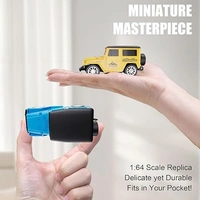 Mini Die-Cast RC JEEP 1:64 Scale | High-Speed Desktop Remote Control Car with LED Headlights | 2.4GHz Mini Controller, 15m Range, Type-C Charging