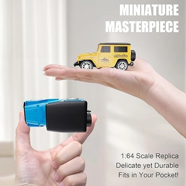 Mini Die-Cast RC JEEP 1:64 Scale | High-Speed Desktop Remote Control Car with LED Headlights | 2.4GHz Mini Controller, 15m Range, Type-C Charging
