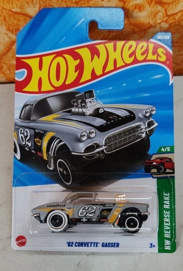 HOTWHEELS Hot Wheels 1:64 Scale | 62 CORVETTE GASSER | HW REVERSE RAKE | Gray | 4/5 | 182/250
