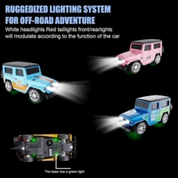 Mini Die-Cast RC JEEP 1:64 Scale | High-Speed Desktop Remote Control Car with LED Headlights | 2.4GHz Mini Controller, 15m Range, Type-C Charging