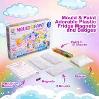 RATNA'S Mould & Paint Unicorn DIY Kit - Create Adorable Plaster Fridge Magnets & Badges - Fun Craft Activity for Kids - Includes 8 Moulds