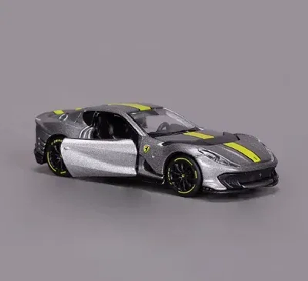 BURAGO Bburago | FERRARI 812 COMPETIZIONE | GREY WITH YELLOW STRIPE | Scale 1:64 Diecast Collectible Toy Car