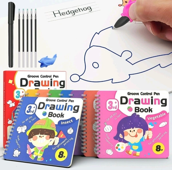 Groove Control Pen drawing book set of 4books 1pen 1gripper and 5 refills