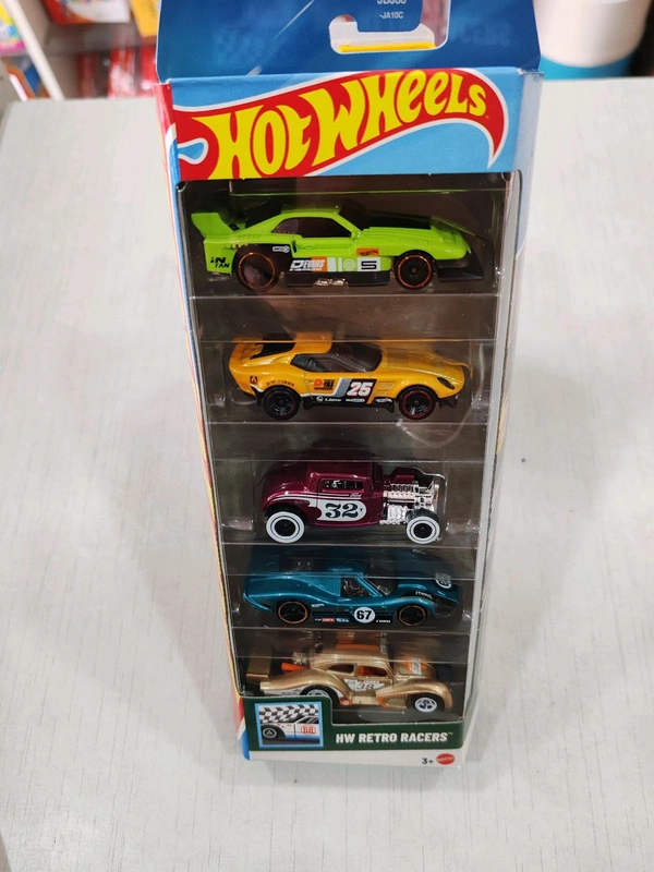 HOTWHEELS Hot Wheels RETRO RACERS Pack of 5 ( EL SEGUNDO COUPE | GT-SCORCHER | 32 FORD | VOLKSWAGEN KAFER RACER | 1967 FORD GT40 MK.IV )