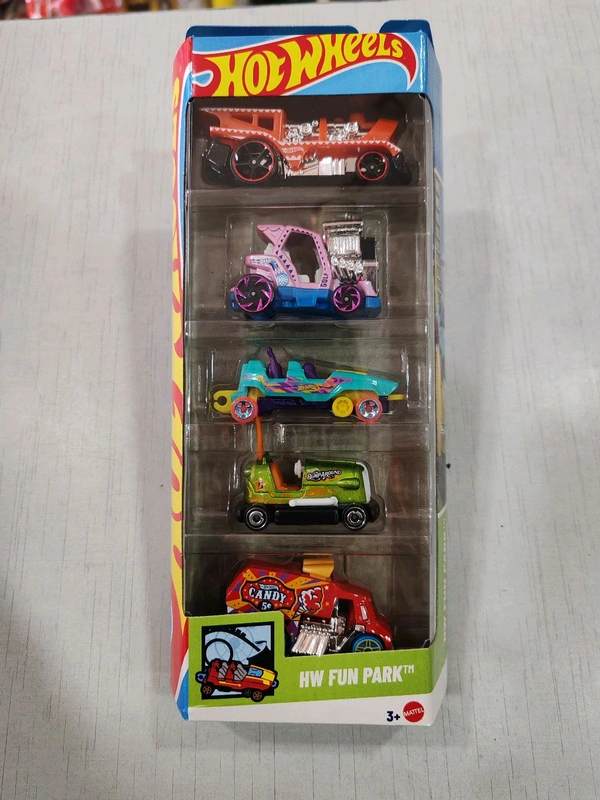 Hot Wheels HW FUN PARK  Pack of 5 ( BUMP AROUND™ | LOOPSTER™ | COOL-ONE | LOCO MOTORIN' | TEE'D OFF 2)