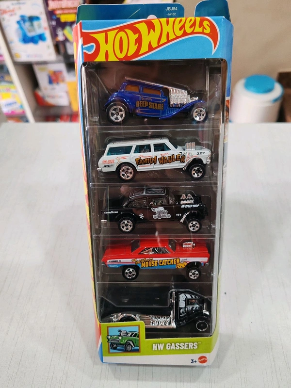 HOTWHEELS Hot Wheels HW GASSERS Pack of 5 ( 55 CHEVY BEL AIR GASSER| '65 MERCURY COMET CYCLONE | '64 CHEVY NOVA GASSER | STRAIGHT PIPES | FAST-BED HAULER���?��� )