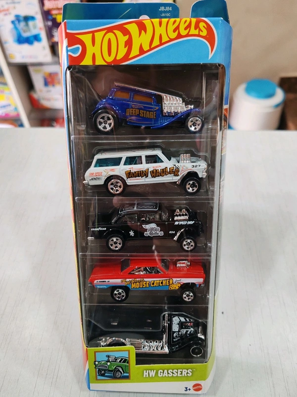 HOTWHEELS Hot Wheels HW GASSERS Pack of 5 ( 55 CHEVY BEL AIR GASSER| '65 MERCURY COMET CYCLONE | '64 CHEVY NOVA GASSER | STRAIGHT PIPES | FAST-BED HAULER���?��� )