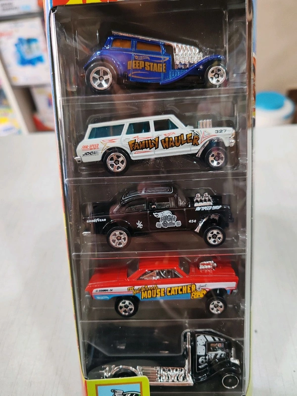 HOTWHEELS Hot Wheels HW GASSERS Pack of 5 ( 55 CHEVY BEL AIR GASSER| '65 MERCURY COMET CYCLONE | '64 CHEVY NOVA GASSER | STRAIGHT PIPES | FAST-BED HAULER���?��� )