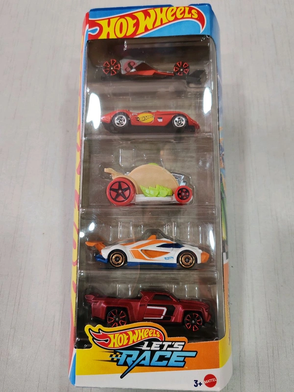 Hot Wheels LETS RACE Pack of 5 ( BAD TO THE BLADE | GLORY CHASER | CAR-DE-ASADA | MACH SPEEDER | SOLID MUSCLE™ )