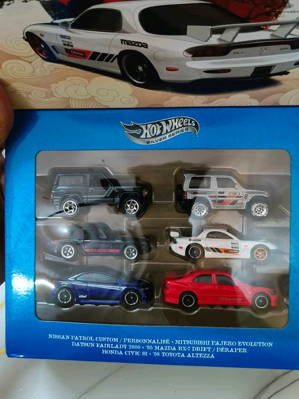 HOTWHEELS HOT WHEELS SILVER SERIES | JAPANESE JDM SET OF 6 | Nissan Patrol Custom | Mitsubishi Pajero Evolution | Datsun Fairlady 2000 | '95 Mazda RX-7 Drift | Honda Civic Si | '98 Toyota Altezza